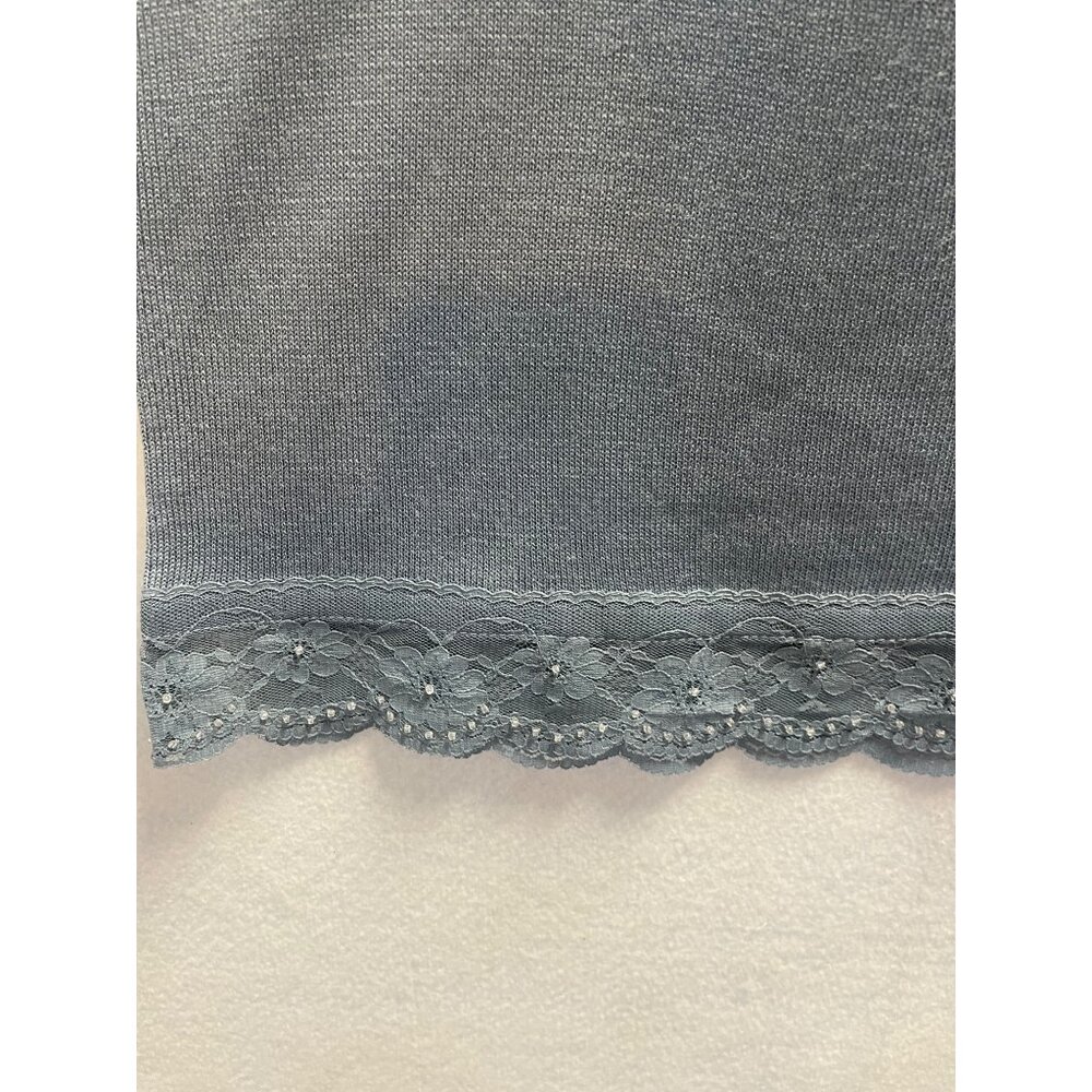 Vintage John Leslie Top Blue Gray Lace Bottom Half-Sleeve Size XL - Picture 2 of 12
